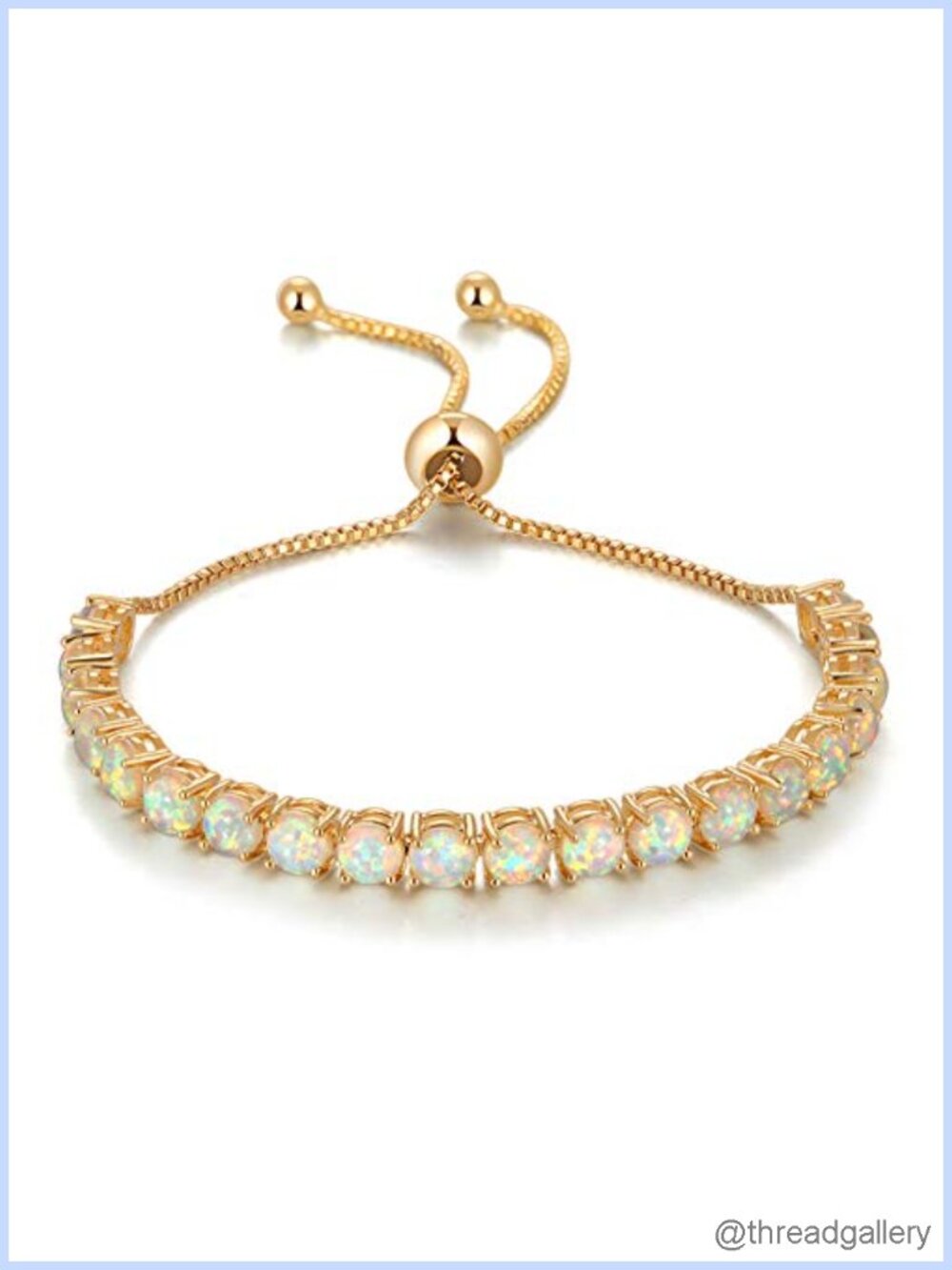 Adjustable Silver Plated Opal Tennis Bracelet for Women Girls Fashion Jewelry